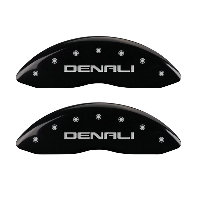 MGP 4 Caliper Covers Engraved Front & Rear Denali Black finish silver ch