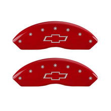 Load image into Gallery viewer, MGP Front set 2 Caliper Covers Engraved Front Bowtie Red finish silver ch