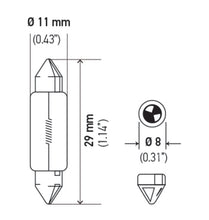 Load image into Gallery viewer, Hella Bulb 6428 12V 3W SV7-8 T2.25 8x28mm