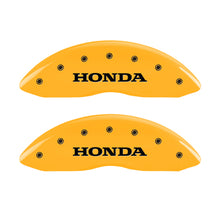 Load image into Gallery viewer, MGP 4 Caliper Covers Engraved Front &amp; Rear Honda Yellow finish black ch