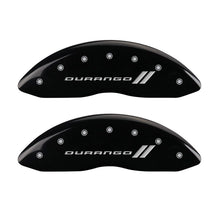 Load image into Gallery viewer, MGP 4 Caliper Covers Engraved Front &amp; Rear With stripes/Durango Black finish silver ch