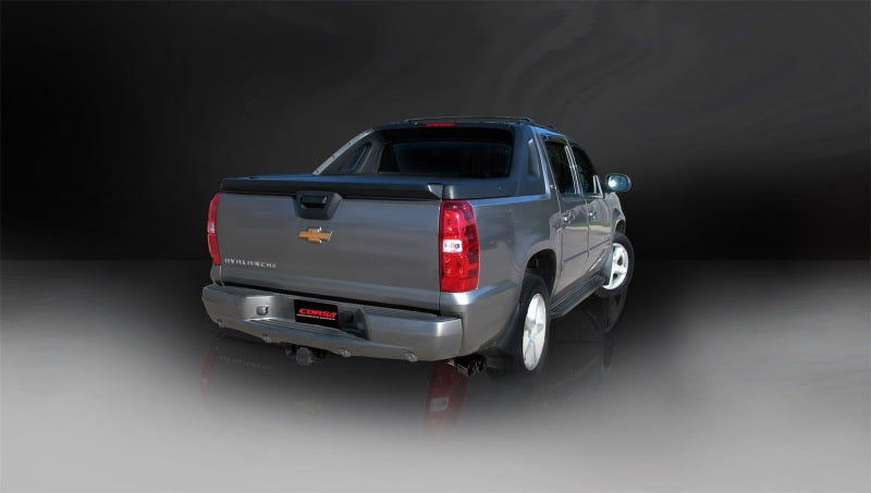 Corsa 2007-2009 Chevrolet Avalanche 6.0L V8 3in Cat-Back Single Side w Twin 4in Black Pro-SeriesTips