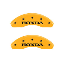 Load image into Gallery viewer, MGP 2 Caliper Covers Engraved Front Honda Yellow Finish Black Characters 1999 Honda Accord