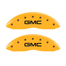 Load image into Gallery viewer, MGP 4 Caliper Covers Engraved Front &amp; Rear Envoy Yellow Finish Black Char 2009 GMC Envoy