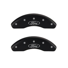 Load image into Gallery viewer, MGP 4 Caliper Covers Engraved Front &amp; Rear Oval logo/Ford Black finish silver ch