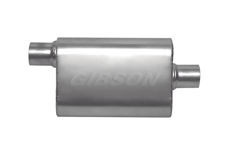 Gibson CFT Superflow Offset/Center Oval Muffler - 4x9x13in/2.5in Inlet/2.5in Outlet - Stainless