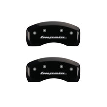 Load image into Gallery viewer, MGP 4 Caliper Covers Engraved Front &amp; Rear Impala Black finish silver ch