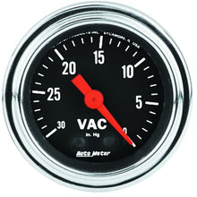 Load image into Gallery viewer, AutoMeter Gauge Vacuum 2-1/16in. 30Inhg Mechanical Traditional Chrome