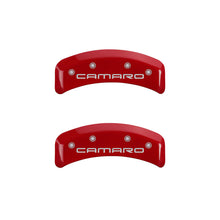 Load image into Gallery viewer, MGP 4 Caliper Covers Engraved Front &amp; Rear Gen 4/Camaro Red finish silver ch